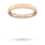 Goldsmiths 3mm Traditional Court Standard Matt Centre With Grooves Wedding Ring In 9 Carat Rose Gold - Ring Size K