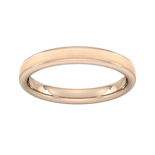 Goldsmiths 3mm Traditional Court Heavy Matt Centre With Grooves Wedding Ring In 9 Carat Rose Gold