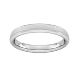 Goldsmiths 3mm Traditional Court Standard Matt Centre With Grooves Wedding Ring In 18 Carat White Gold