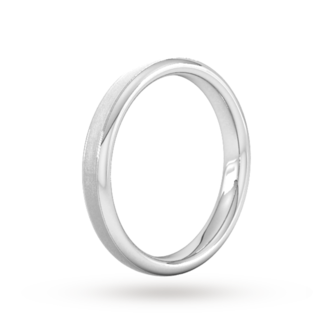 Goldsmiths 3mm Traditional Court Standard Matt Centre With Grooves Wedding Ring In 18 Carat White Gold