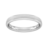 Goldsmiths 3mm Traditional Court Heavy Matt Centre With Grooves Wedding Ring In 18 Carat White Gold