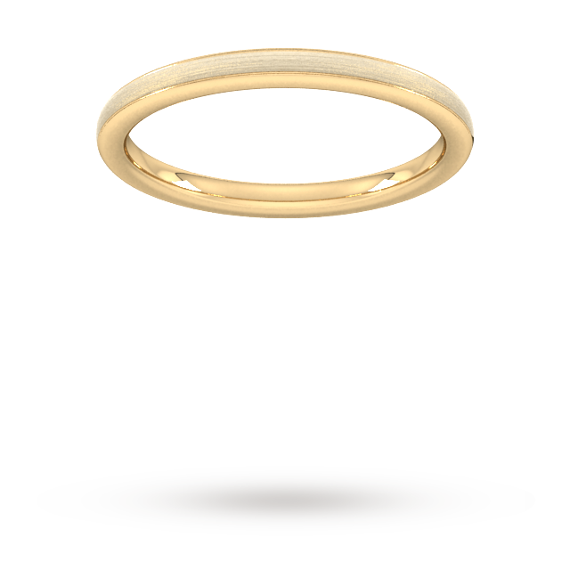 2mm Traditional Court Standard Matt Centre With Grooves Wedding Ring In 18 Carat Yellow Gold - Ring Size G