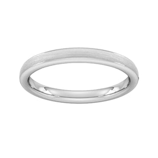 Goldsmiths 2.5mm Traditional Court Heavy Matt Centre With Grooves Wedding Ring In Platinum