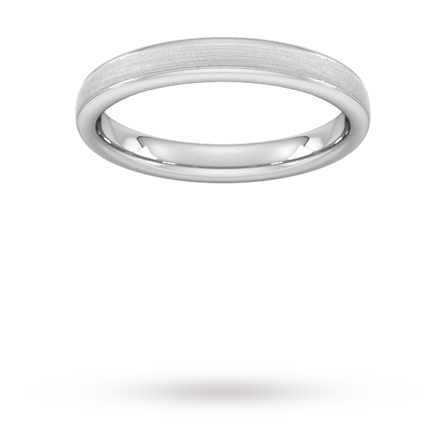 Goldsmiths 3mm Traditional Court Heavy Matt Centre With Grooves Wedding Ring In 950 Palladium - Ring Size S