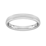 Goldsmiths 3mm D Shape Heavy Matt Centre With Grooves Wedding Ring In 9 Carat White Gold