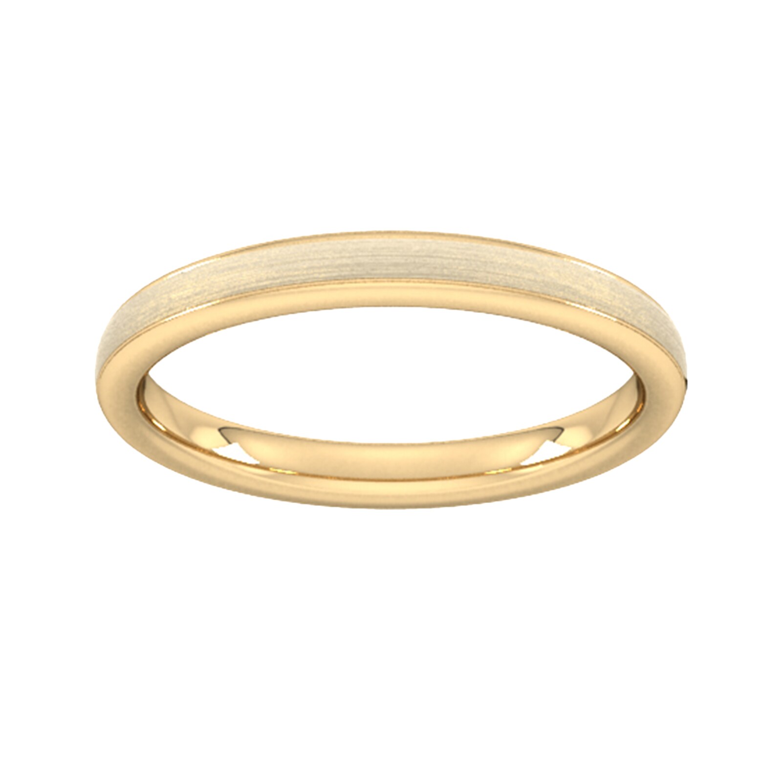 2.5mm D Shape Standard Matt Centre With Grooves Wedding Ring In 9 Carat Yellow Gold - Ring Size U