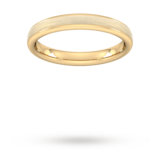 Goldsmiths 3mm D Shape Standard Matt Centre With Grooves Wedding Ring In 9 Carat Yellow Gold