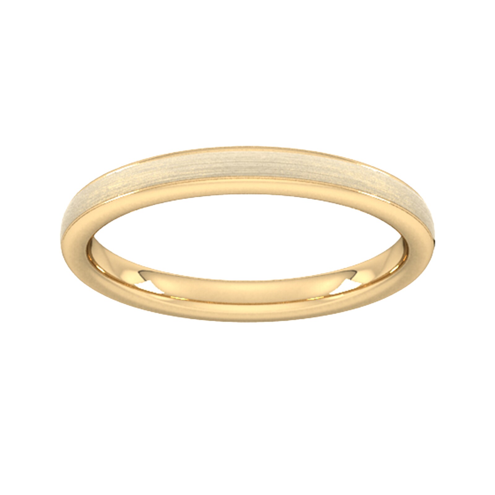 Goldsmiths 25mm D Shape Heavy Matt Centre With Grooves Wedding Ring In 9 Carat Yellow Gold 