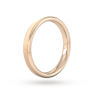 Goldsmiths 3mm D Shape Standard Matt Centre With Grooves Wedding Ring In 9 Carat Rose Gold