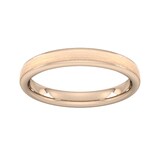 Goldsmiths 3mm D Shape Heavy Matt Centre With Grooves Wedding Ring In 9 Carat Rose Gold - Ring Size K