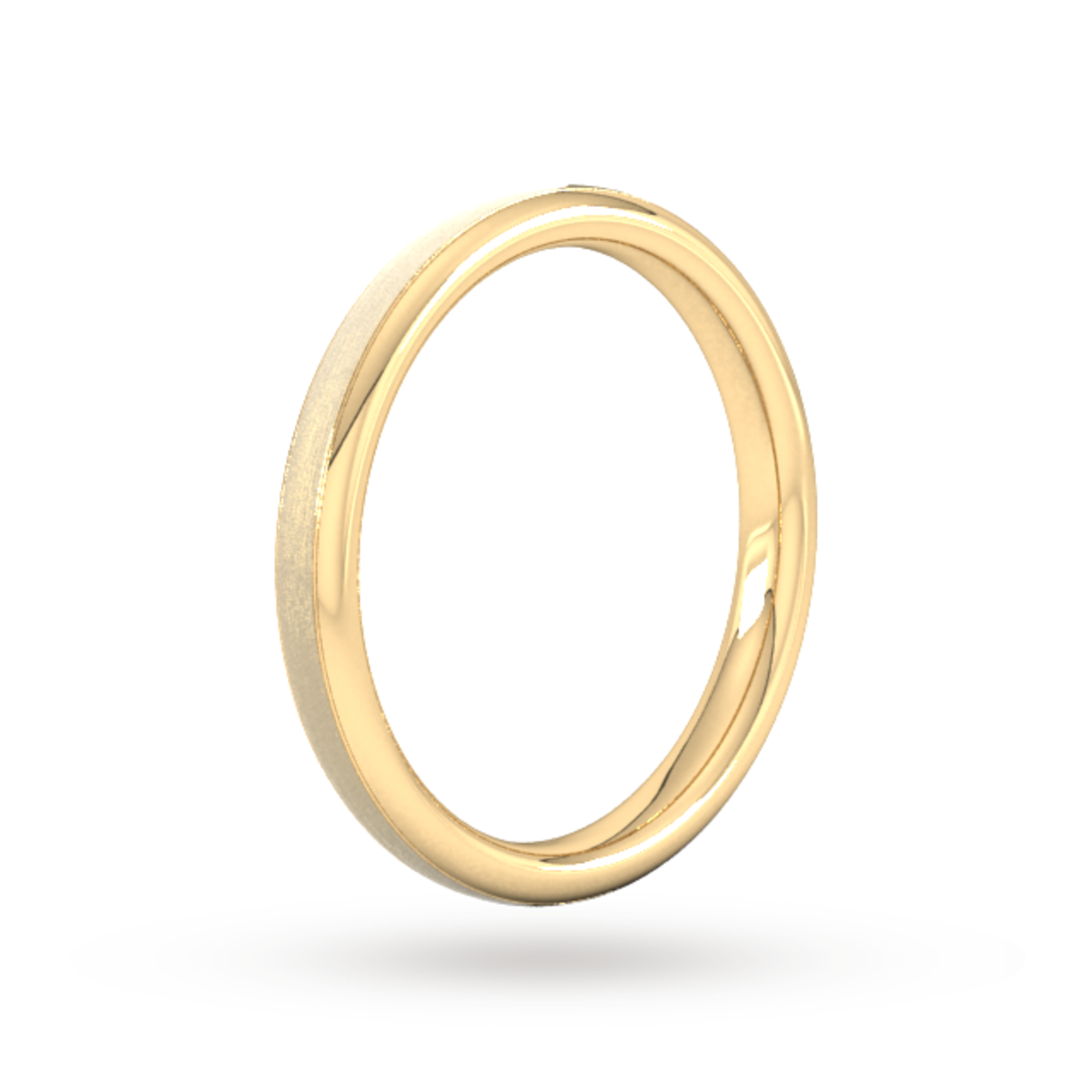 Goldsmiths 25mm D Shape Standard Matt Centre With Grooves Wedding Ring In 18 Carat Yellow Gold 