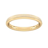 Goldsmiths 2.5mm D Shape Heavy Matt Centre With Grooves Wedding Ring In 18 Carat Yellow Gold