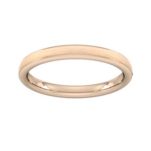 Goldsmiths 2.5mm D Shape Standard Matt Centre With Grooves Wedding Ring In 18 Carat Rose Gold