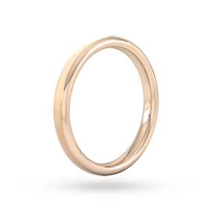 Goldsmiths 2.5mm D Shape Standard Matt Centre With Grooves Wedding Ring In 18 Carat Rose Gold