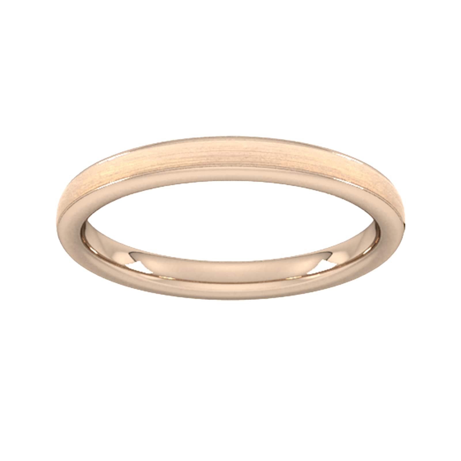 Goldsmiths 2.5mm D Shape Heavy Matt Centre With Grooves Wedding Ring In 18 Carat Rose Gold