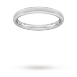 Goldsmiths 2.5mm D Shape Standard Matt Centre With Grooves Wedding Ring In Platinum - Ring Size Z
