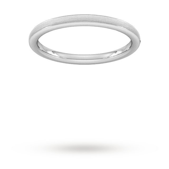 Goldsmiths 2mm D Shape Standard Matt Centre With Grooves Wedding Ring In 950 Palladium Goldsmiths 2mm D Shape Standard Matt Centre With Grooves Wedding Ring In 950 Palladium