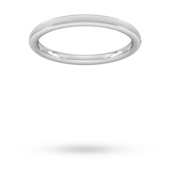 Goldsmiths 2mm D Shape Standard Matt Centre With Grooves Wedding Ring In 950  Palladium Goldsmiths 2mm D Shape Standard Matt Centre With Grooves Wedding Ring In 950  Palladium