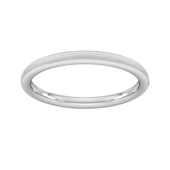 Goldsmiths 2mm Slight Court Heavy Matt Finished Wedding Ring In 9 Carat White Gold - Ring Size G