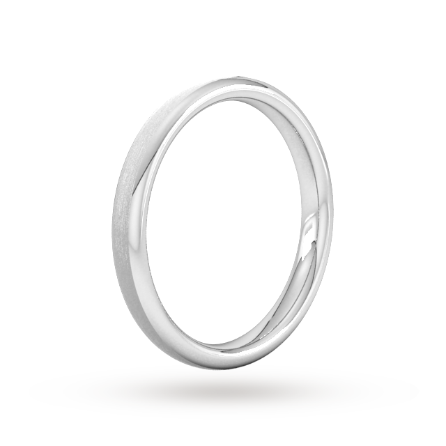 Goldsmiths 2.5mm Slight Court Extra Heavy Matt Finished Wedding Ring In 9 Carat White Gold - Ring Size K