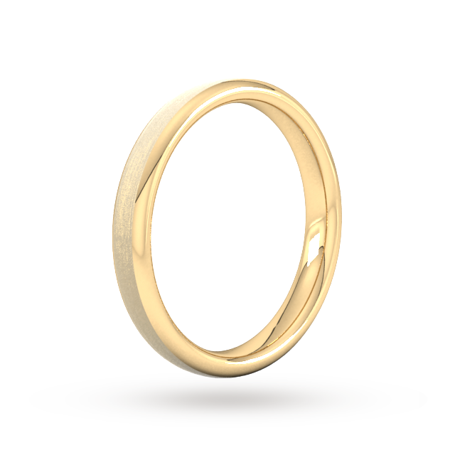 Goldsmiths 3mm Slight Court Extra Heavy Matt Finished Wedding Ring In 9 Carat Yellow Gold - Ring Size K