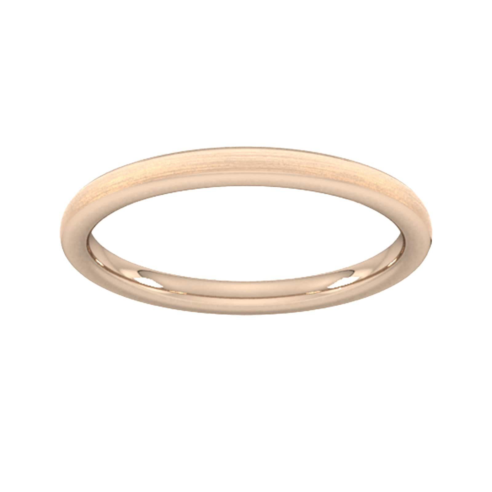 2mm Slight Court Heavy Matt Finished Wedding Ring In 9 Carat Rose Gold - Ring Size P