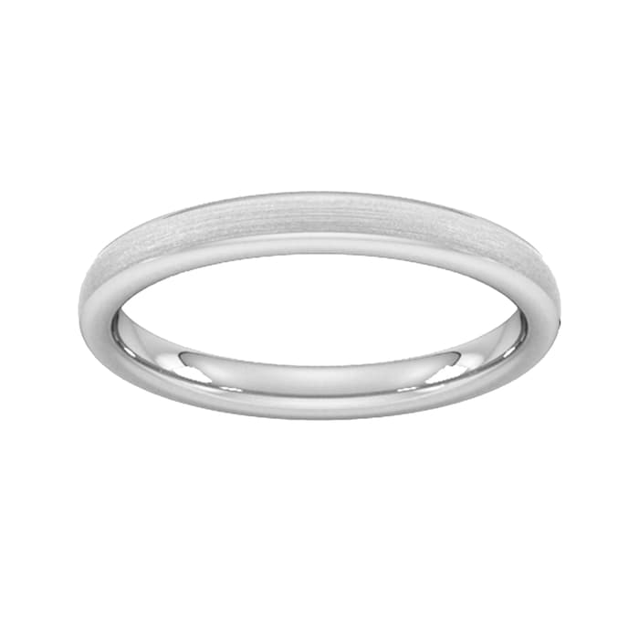Goldsmiths 2.5mm Slight Court Standard Matt Finished Wedding Ring In 18 Carat White Gold - Ring Size J