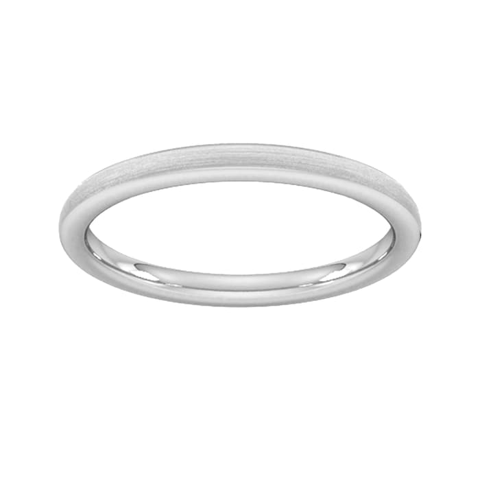 Goldsmiths 2mm Slight Court Heavy Matt Finished Wedding Ring In 18 Carat White Gold - Ring Size K