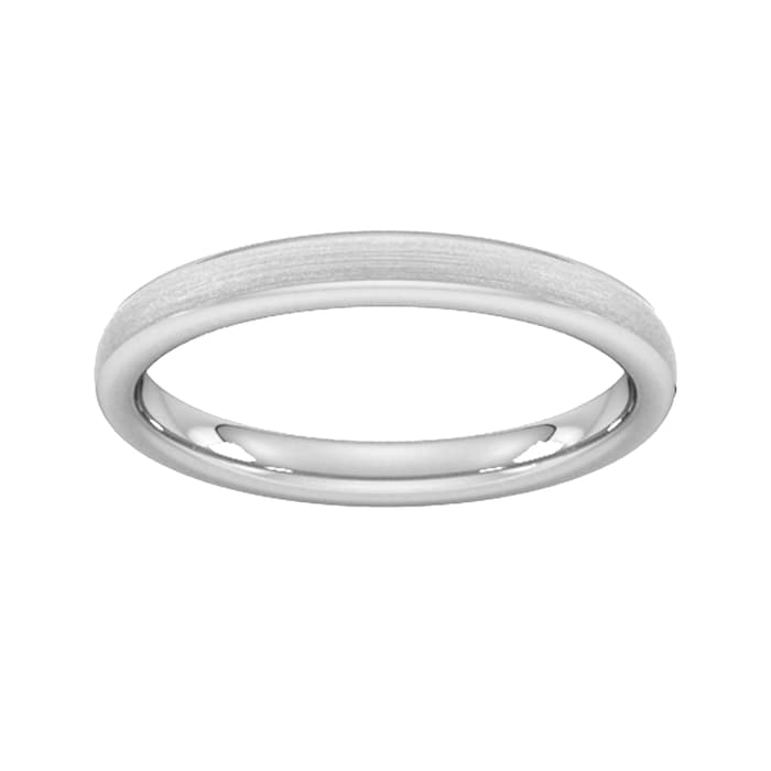 Goldsmiths 2.5mm Slight Court Heavy Matt Finished Wedding Ring In 18 Carat White Gold