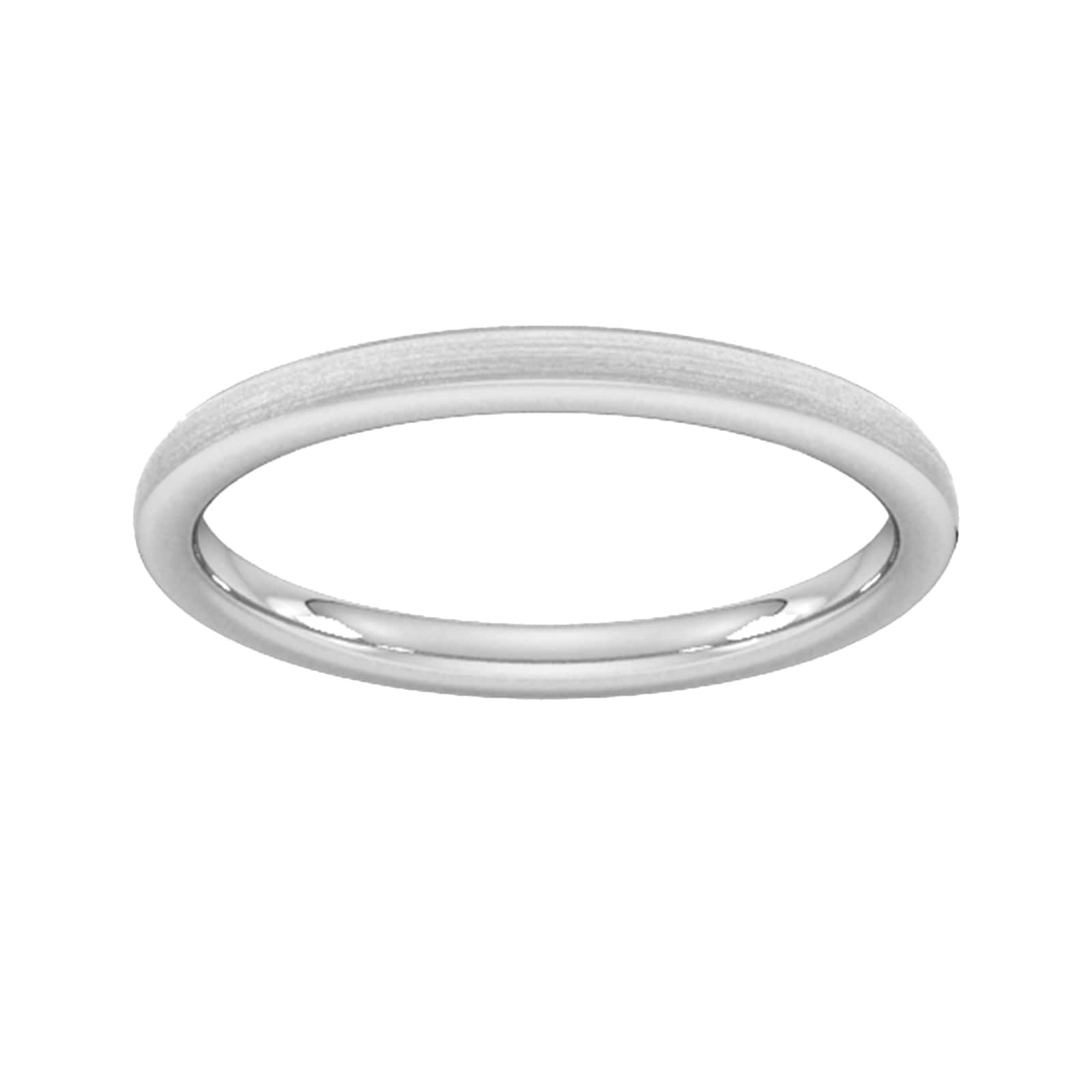 2mm slight court extra heavy matt finished wedding ring in 18 carat white gold - ring size n