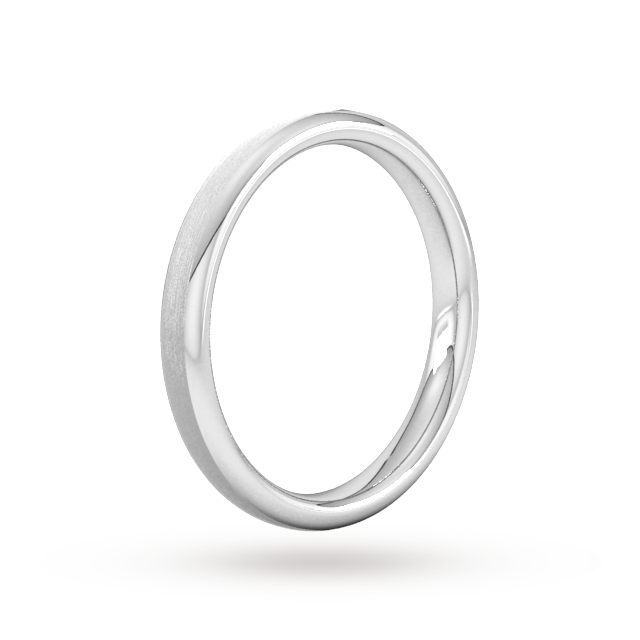 Goldsmiths 2.5mm Slight Court Extra Heavy Matt Finished Wedding Ring In 18 Carat White Gold - Ring Size L Goldsmiths 2.5mm Slight Court Extra Heavy Matt Finished Wedding Ring In 18 Carat White Gold - Ring Size L