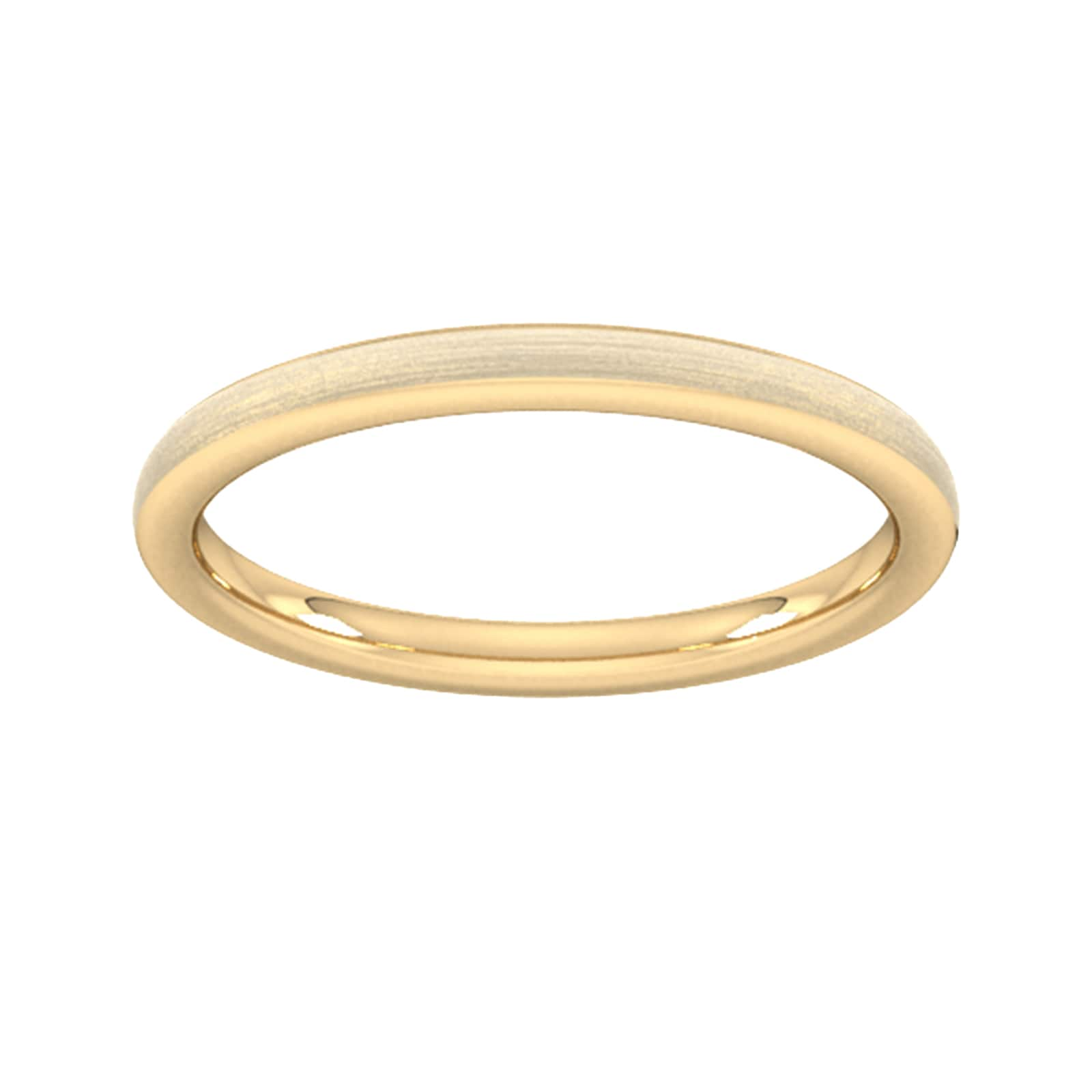 2mm Slight Court Heavy Matt Finished Wedding Ring In 18 Carat Yellow Gold - Ring Size H