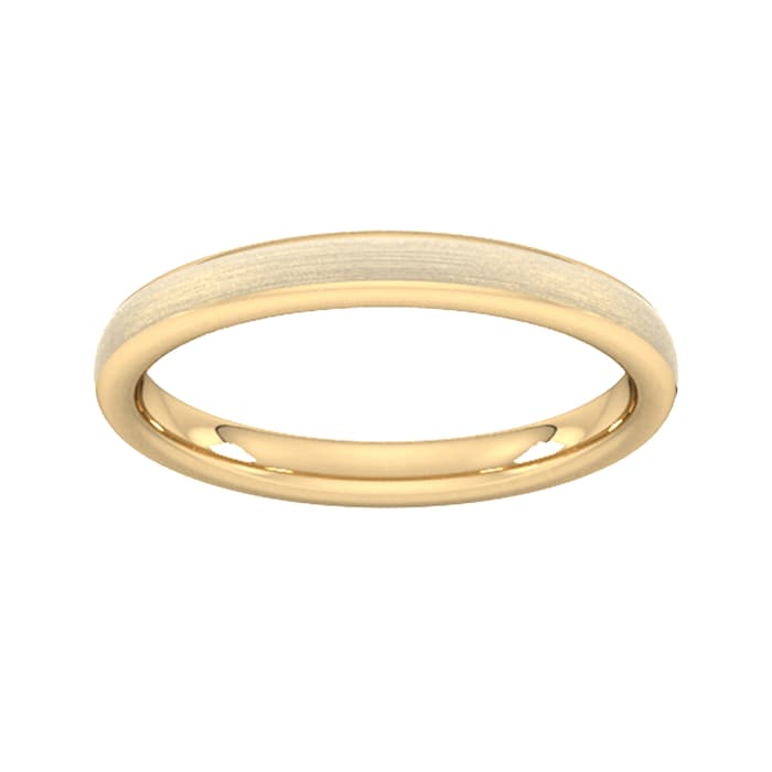 Goldsmiths 2.5mm Slight Court Heavy Matt Finished Wedding Ring In 18 Carat Yellow Gold - Ring Size K