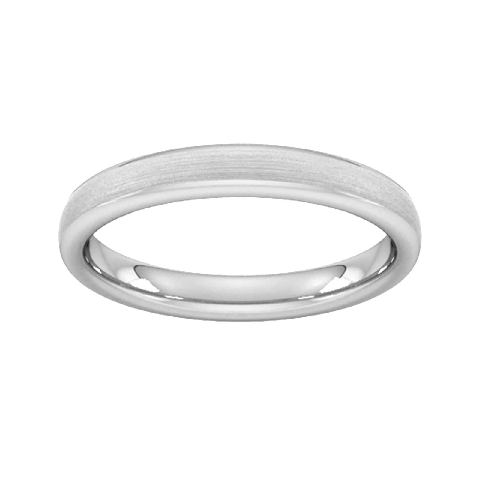 3mm Flat Court Heavy Matt Finished Wedding Ring In 18 Carat White Gold - Ring Size W