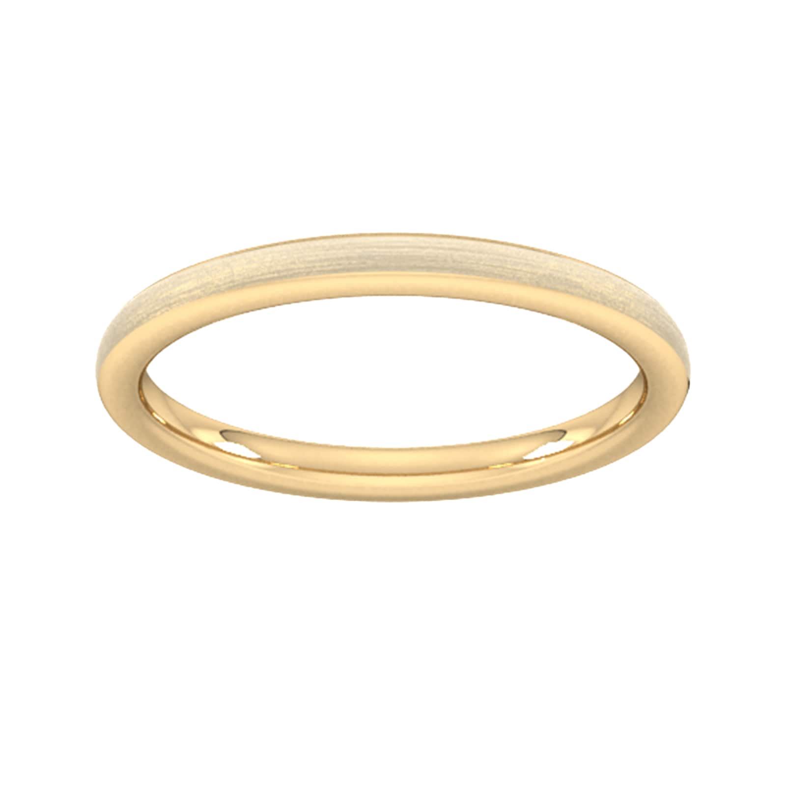 2mm Flat Court Heavy Matt Finished Wedding Ring In 18 Carat Yellow Gold - Ring Size R