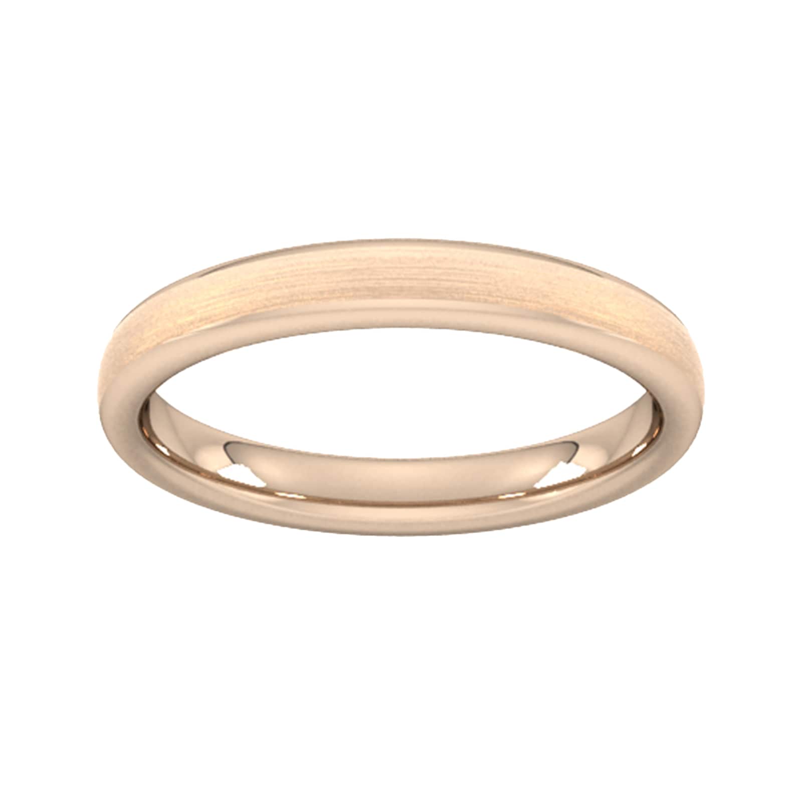3mm Flat Court Heavy Matt Finished Wedding Ring In 18 Carat Rose Gold - Ring Size H