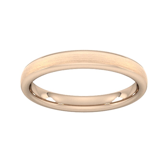 Goldsmiths 3mm Flat Court Heavy Matt Finished Wedding Ring In 18 Carat Rose Gold - Ring Size K