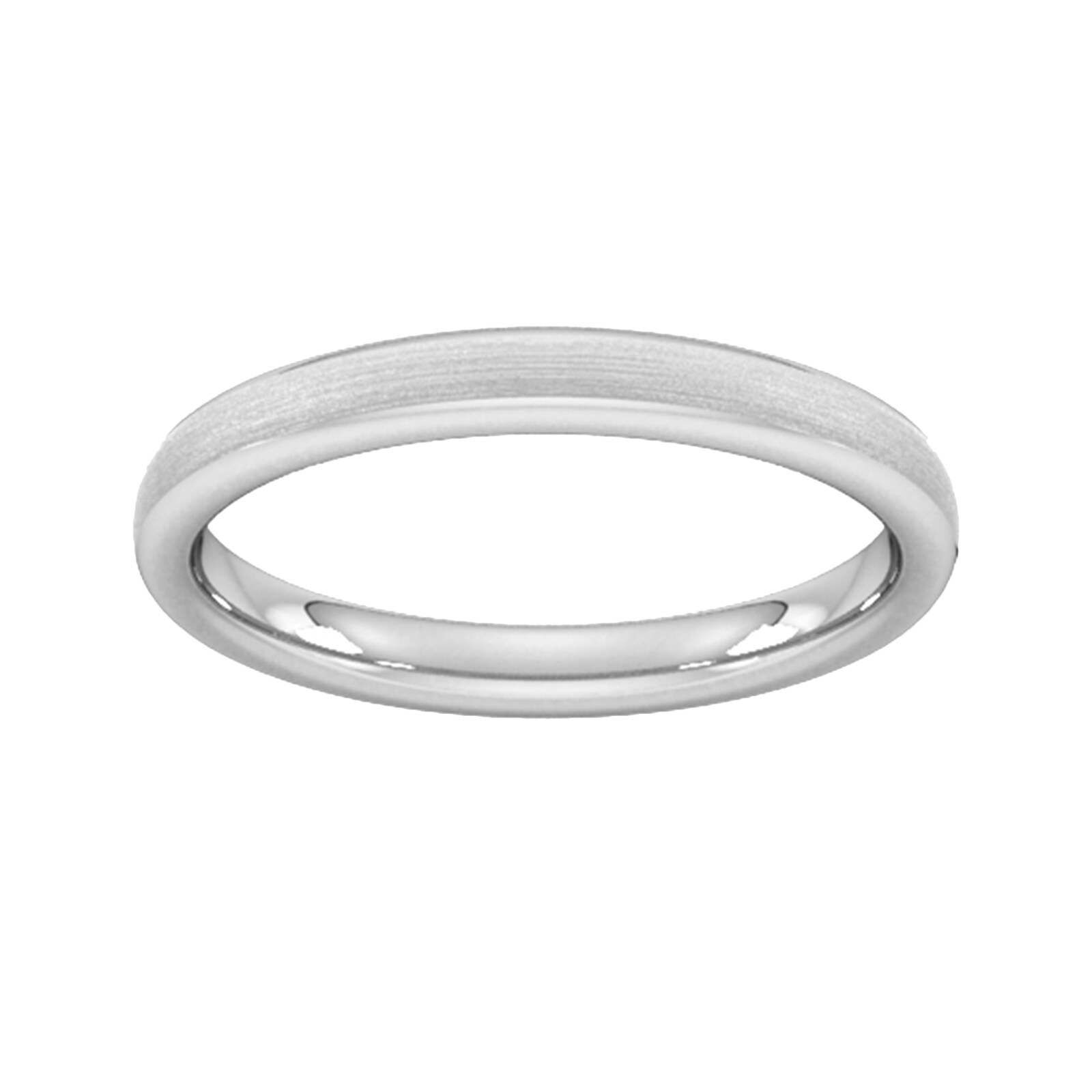 2.5mm Traditional Court Standard Matt Finished Wedding Ring In 9 Carat White Gold - Ring Size M