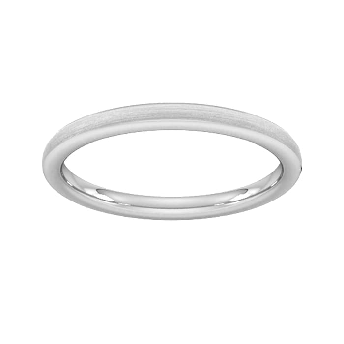 Goldsmiths 2mm Traditional Court Heavy Matt Finished Wedding Ring In 18 Carat White Gold