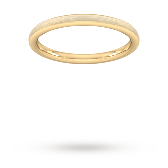 2mm Traditional Court Standard Matt Finished Wedding Ring In 18 Carat Yellow Gold - Ring Size V