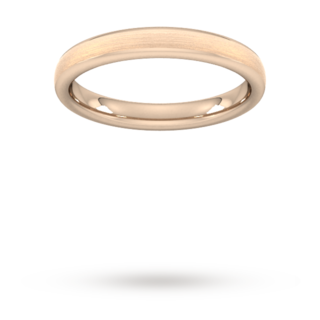 Goldsmiths 3mm Traditional Court Heavy Matt Finished Wedding Ring In 18 Carat Rose Gold - Ring Size K