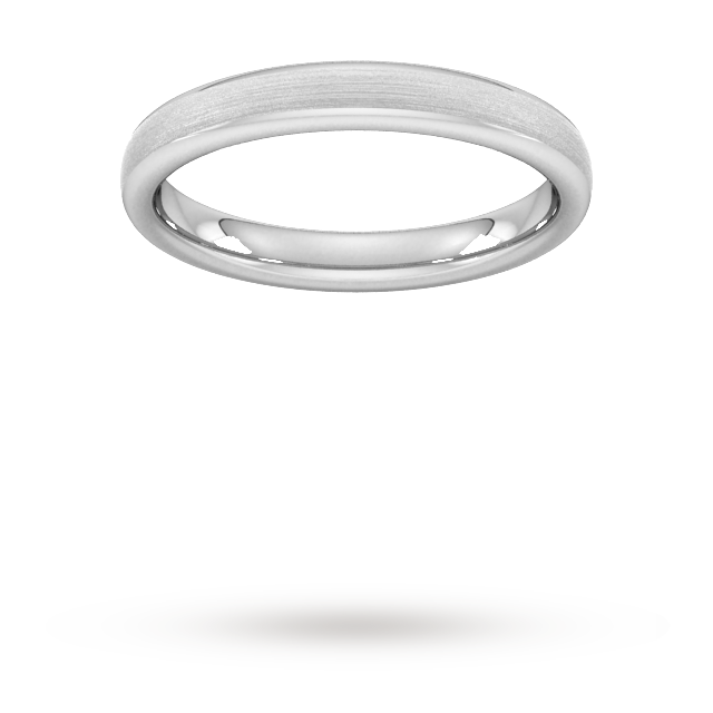 Goldsmiths 3mm D Shape Heavy Matt Finished Wedding Ring In 9 Carat White Gold - Ring Size L