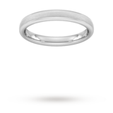 Goldsmiths 3mm D Shape Heavy Matt Finished Wedding Ring In 9 Carat White Gold - Ring Size M