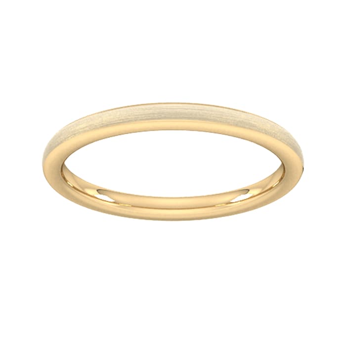 Goldsmiths 2mm D Shape Standard Matt Finished Wedding Ring In 9 Carat Yellow Gold