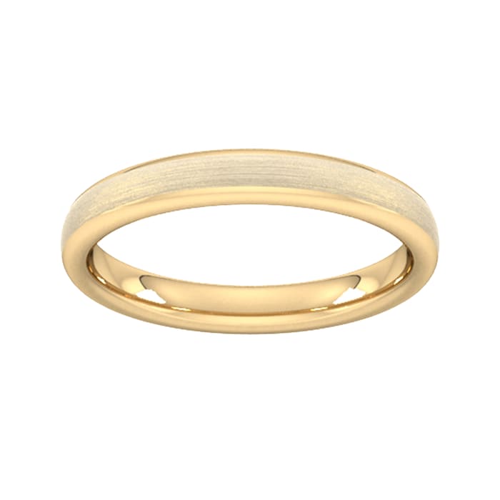 Goldsmiths 3mm D Shape Heavy Matt Finished Wedding Ring In 9 Carat Yellow Gold