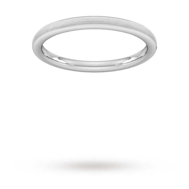 Goldsmiths 2mm D Shape Heavy Matt Finished Wedding Ring In 18 Carat White Gold - Ring Size K