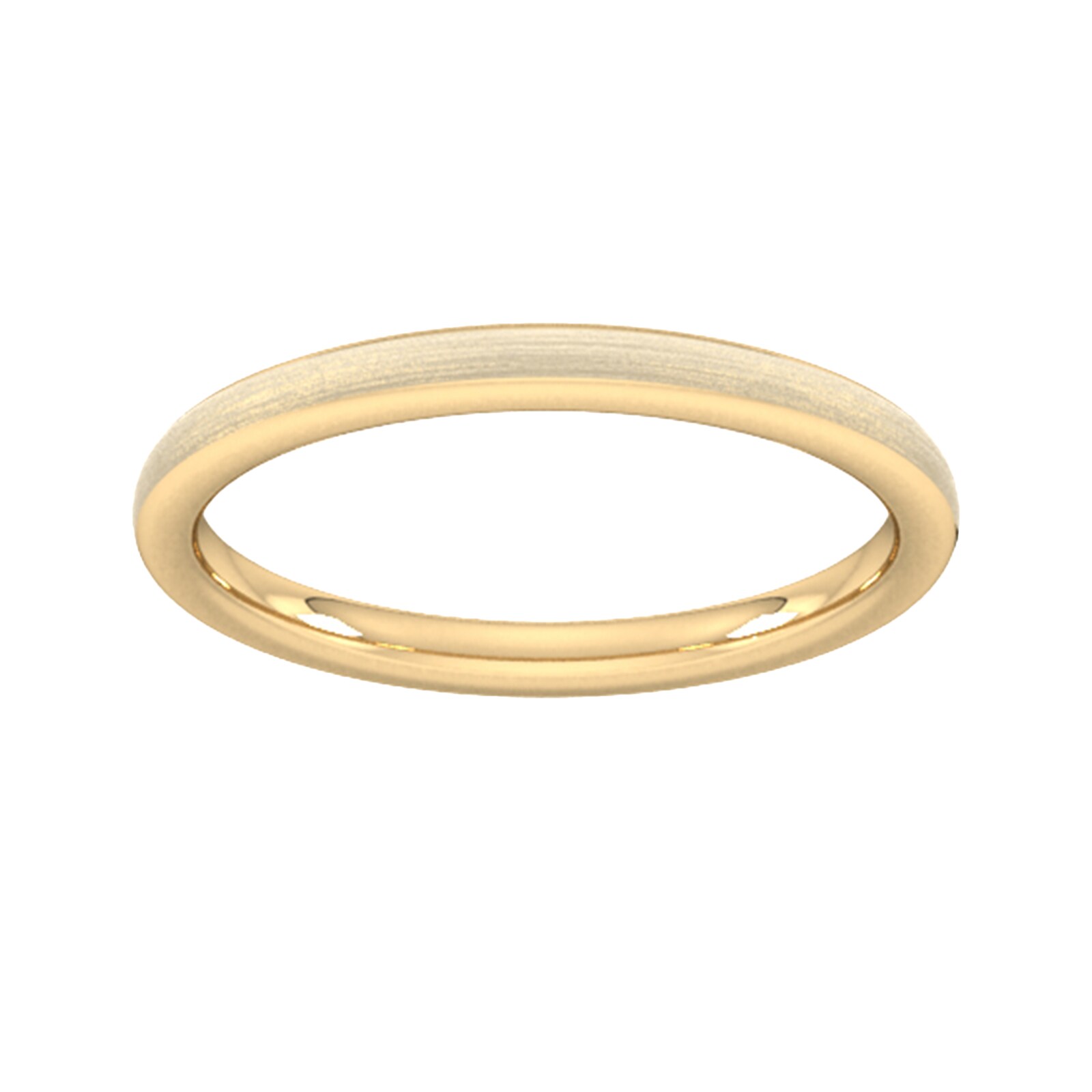 2mm D Shape Heavy Matt Finished Wedding Ring In 18 Carat Yellow Gold - Ring Size P