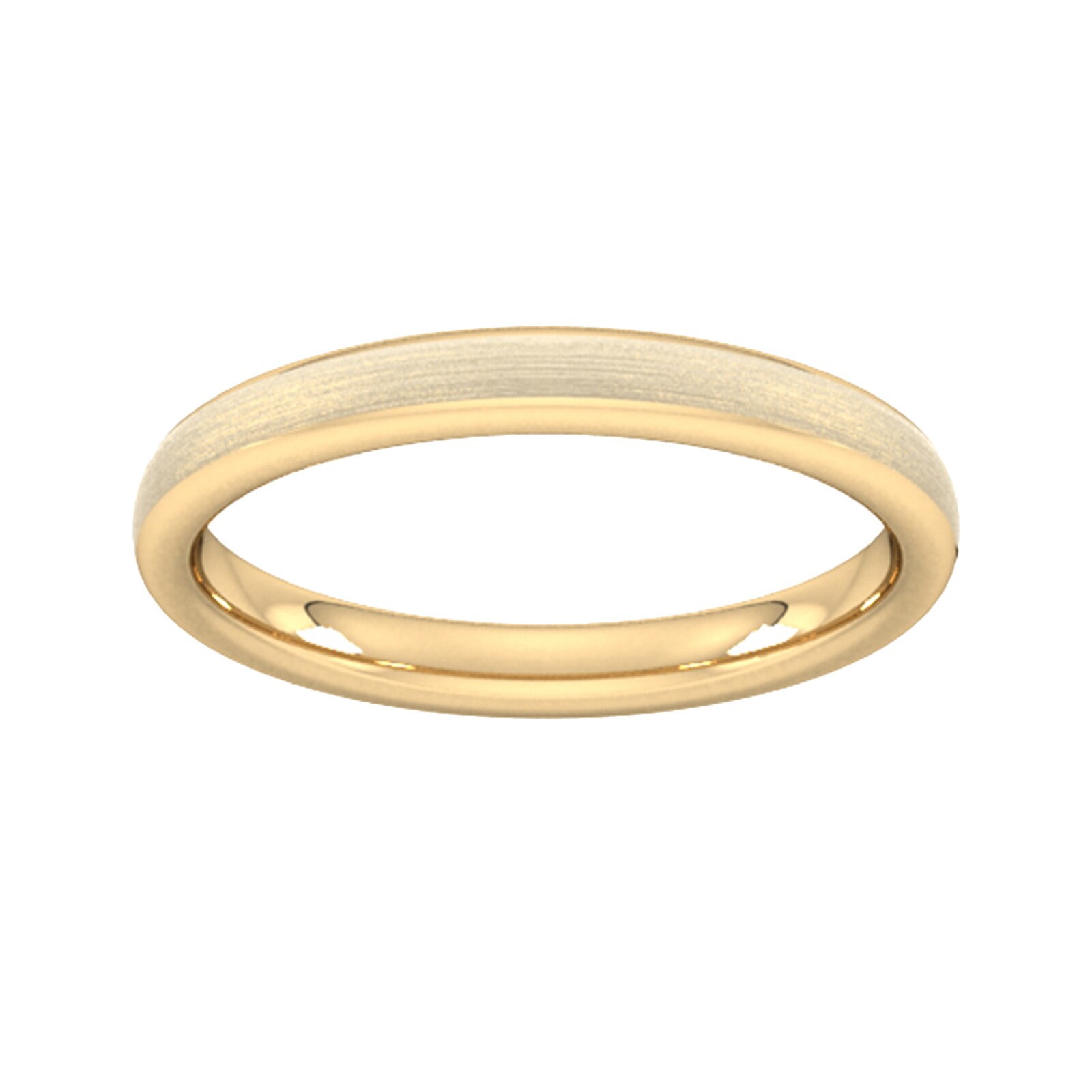 2.5mm D Shape Heavy Matt Finished Wedding Ring In 18 Carat Yellow Gold - Ring Size R