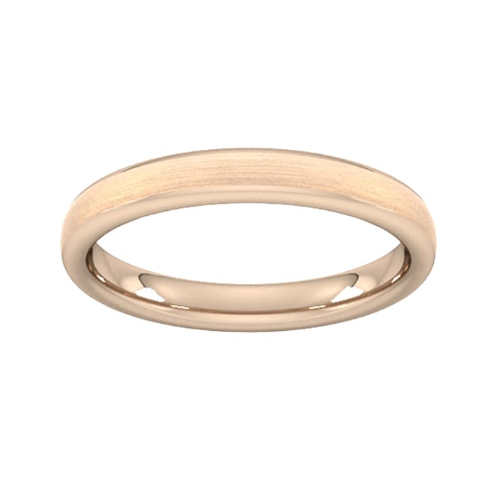 Goldsmiths 3mm D Shape Standard Matt Finished Wedding Ring In 18 Carat Rose Gold - Ring Size K
