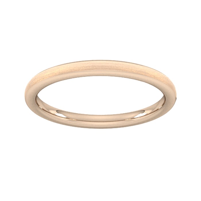 Goldsmiths 2mm D Shape Heavy Matt Finished Wedding Ring In 18 Carat Rose Gold - Ring Size K